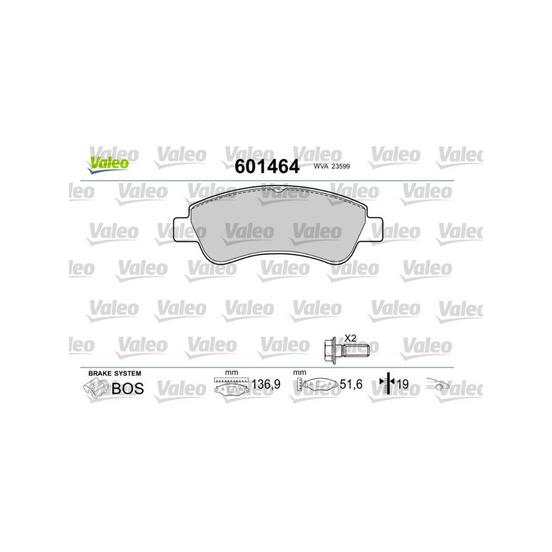 VALEO 601464 Brzdové platničky Predné pre