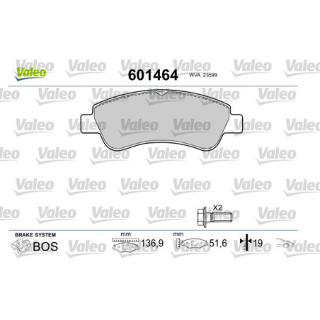 VALEO 601464 Plaquettes de frein Avant pour