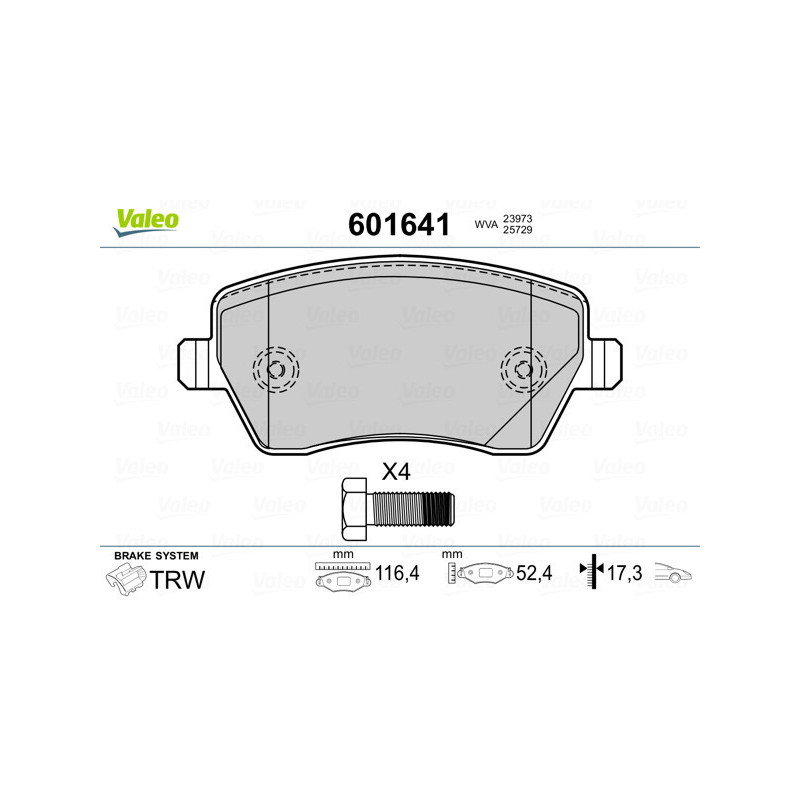 VALEO 601641 Klocki hamulcowe Przód dla