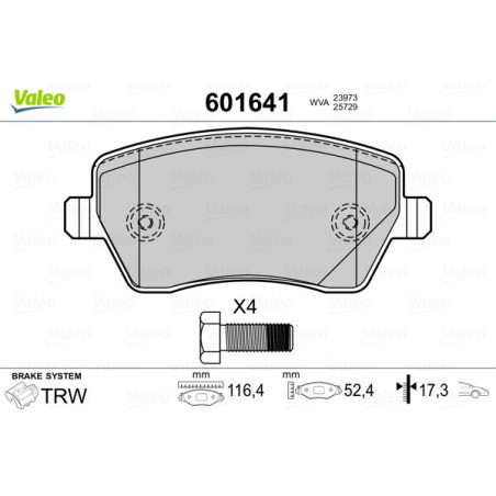 VALEO 601641 Klocki hamulcowe Przód dla