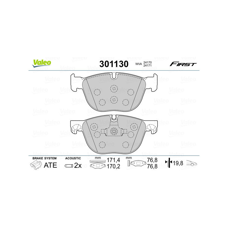 VALEO 301130 Pastiglie freno Anteriore per
