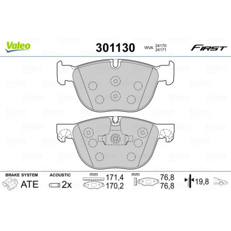 VALEO 301130 Pastiglie freno Anteriore per