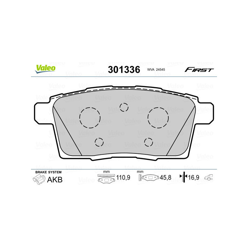 VALEO 301336 Brzdové platničky Zadné pre