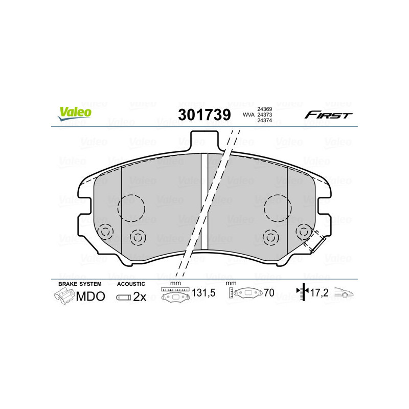 VALEO 301739 Plaquettes de frein Avant pour