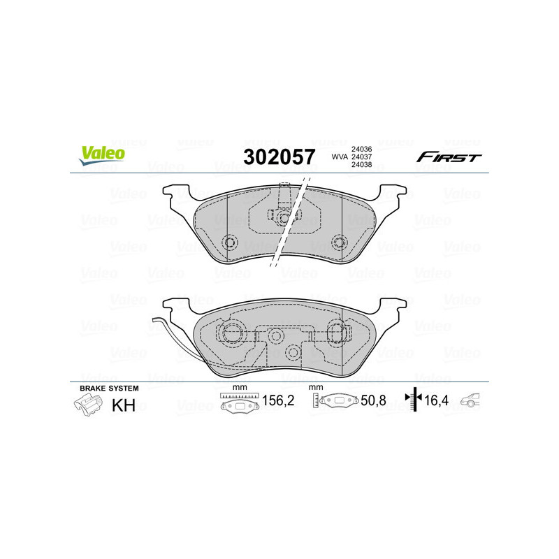 VALEO 302057 Pastillas de freno Trasero para