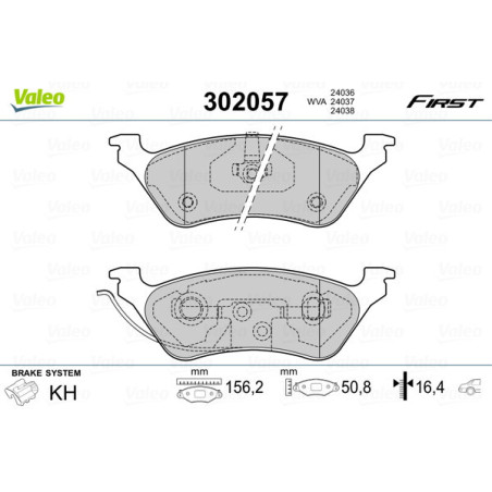 VALEO 302057 Bremsbeläge Hinten für