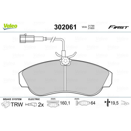 VALEO 302061 Brzdové platničky Predné pre