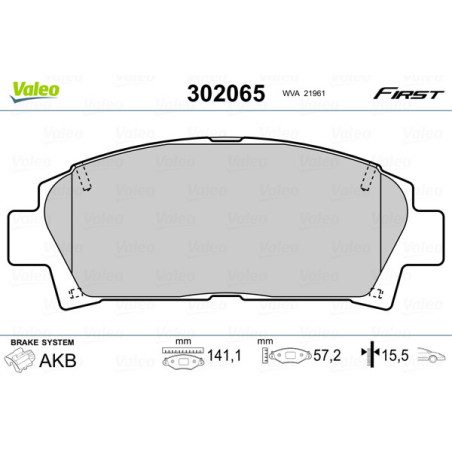 VALEO 302065 Plaquettes de frein Avant pour