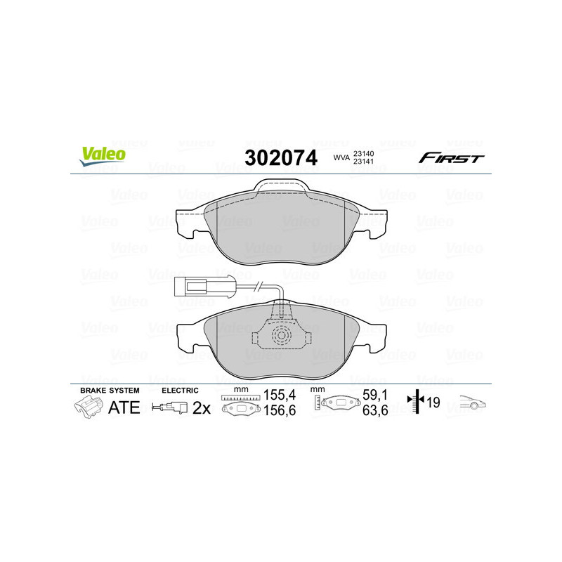 VALEO 302074 Klocki hamulcowe Przód dla