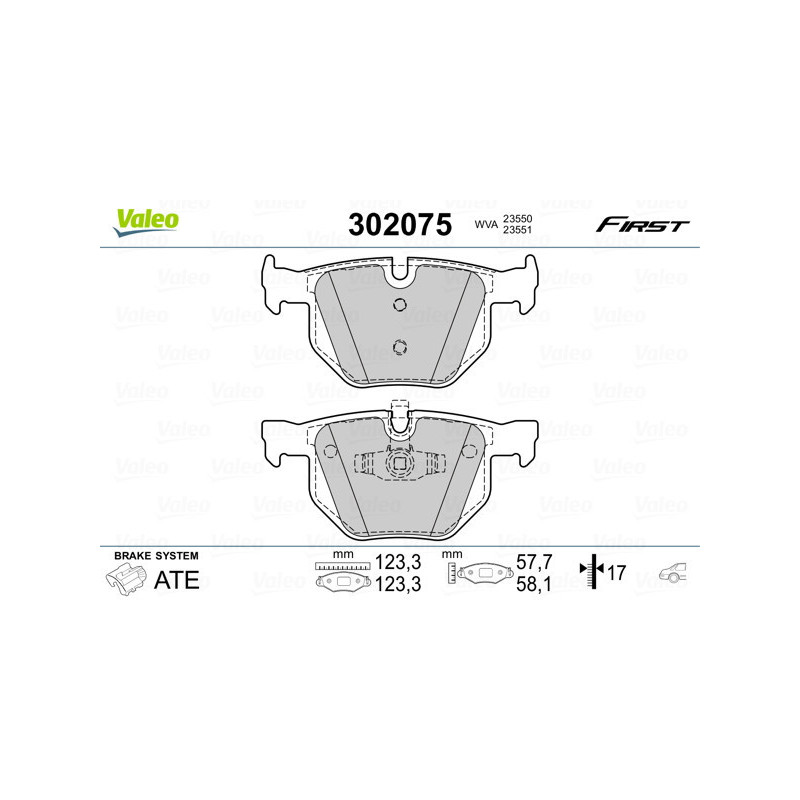 VALEO 302075 Klocki hamulcowe Tył dla