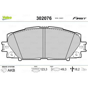 VALEO 302076 Brzdové platničky Predné pre