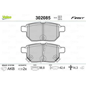 VALEO 302085 Brzdové platničky Zadné pre