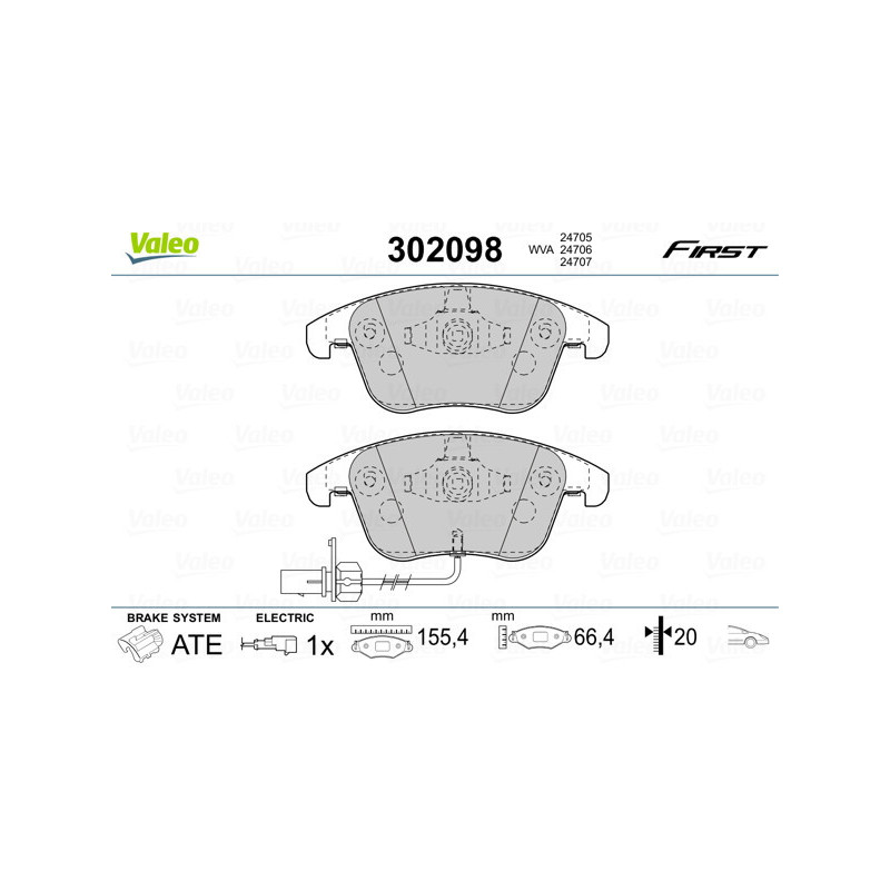 VALEO 302098 Pastillas de freno Delantero para