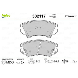 VALEO 302117 Brzdové platničky Predné pre