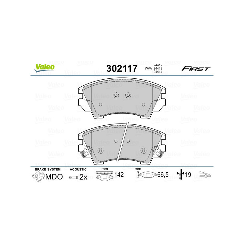 VALEO 302117 Pastillas de freno Delantero para