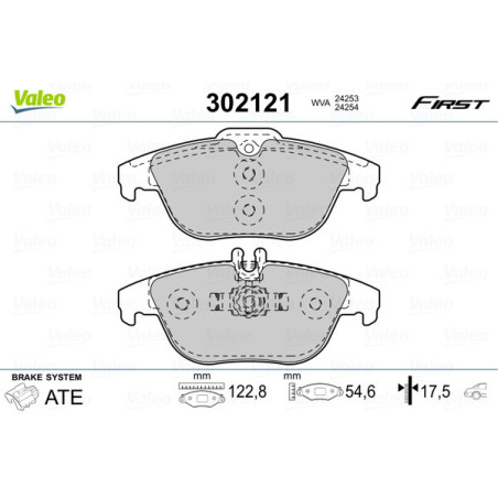 VALEO 302121 Brzdové destičky Zadní pro