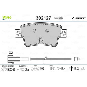 VALEO 302127 Brake Pads Set Rear for