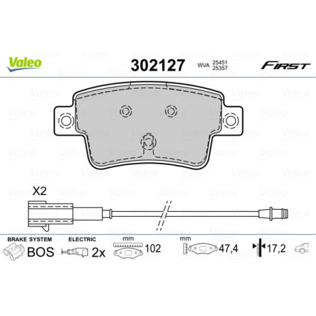 VALEO 302127 Klocki hamulcowe Tył dla