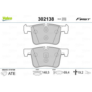 VALEO 302138 Brzdové platničky Predné pre