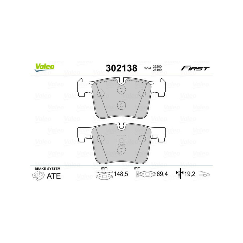 VALEO 302138 Plaquettes de frein Avant pour