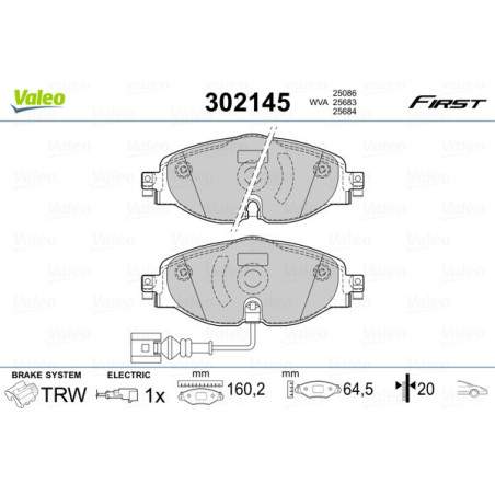 VALEO 302145 Brzdové destičky Přední pro