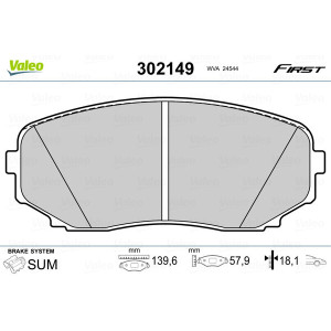 VALEO 302149 Pastillas de freno Delantero para