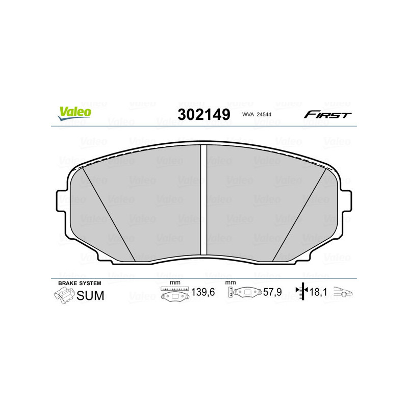 VALEO 302149 Brzdové destičky Přední pro