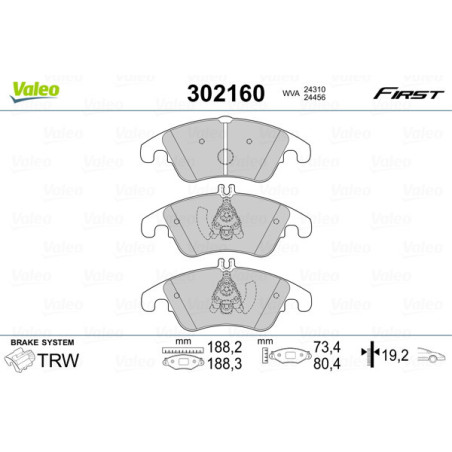 VALEO 302160 Pastiglie freno Anteriore per