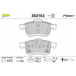 VALEO 302163 Pastillas de freno Delantero para