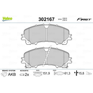 VALEO 302167 Brzdové platničky Predné pre