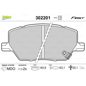 VALEO 302201 Pastiglie freno Anteriore per