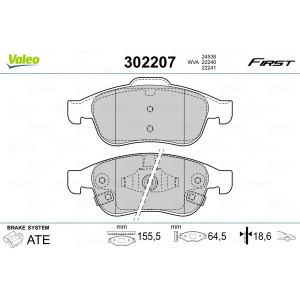 VALEO 302207 Brzdové platničky Predné pre