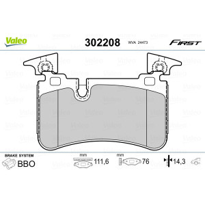 VALEO 302208 Brzdové platničky Zadné pre
