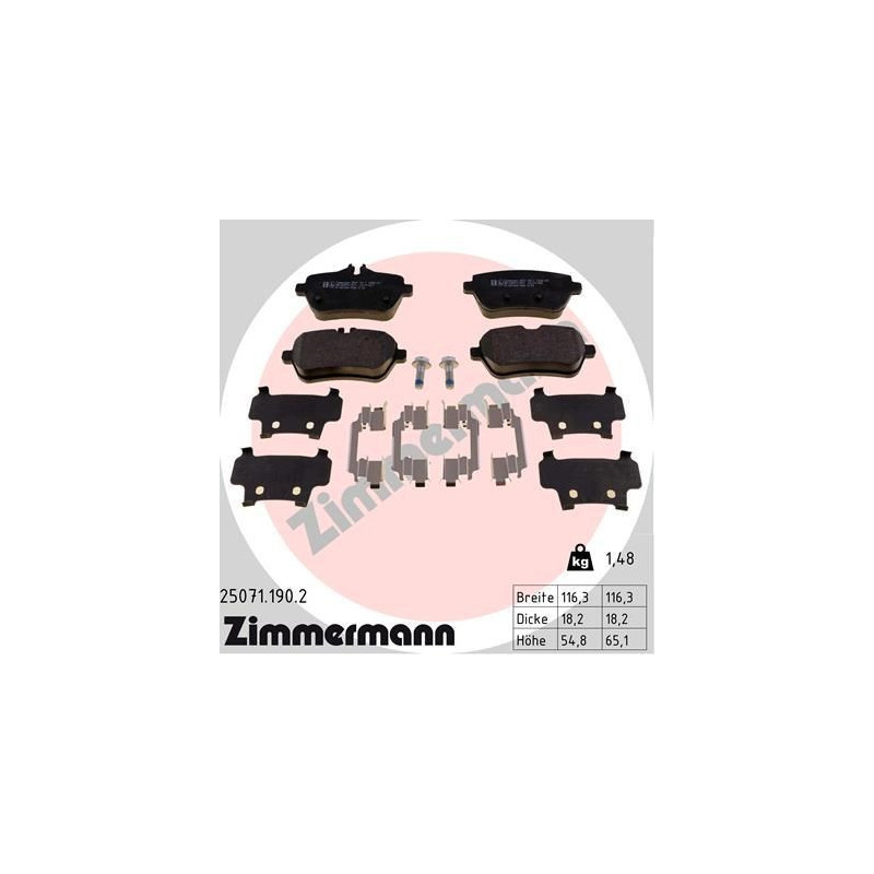 Brzdové destičky Zadní pro Mercedes S-Class W222 A217 C217 SL R231 ZIMMERMANN 25071.190.2