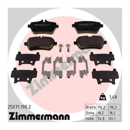 Brzdové destičky Zadní pro Mercedes S-Class W222 A217 C217 SL R231 ZIMMERMANN 25071.190.2