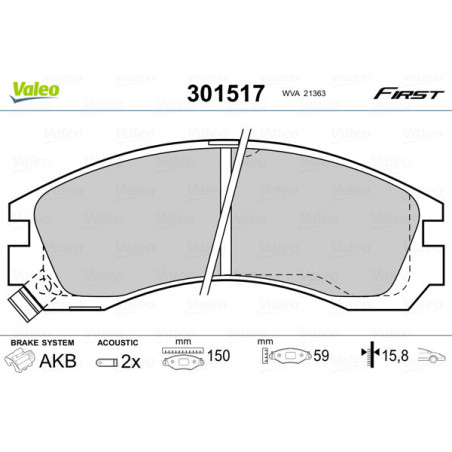 VALEO 301517 Plaquettes de frein Avant pour