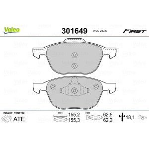 VALEO 301649 Pastiglie freno Anteriore per