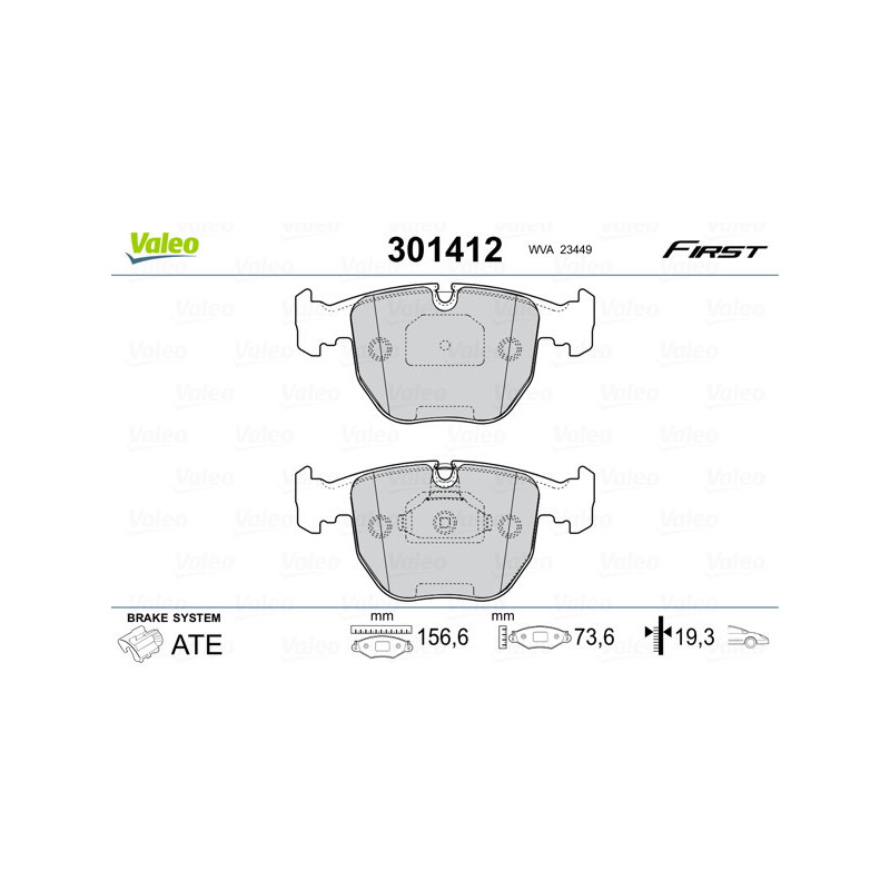 VALEO 301412 Brake Pads Set Front for