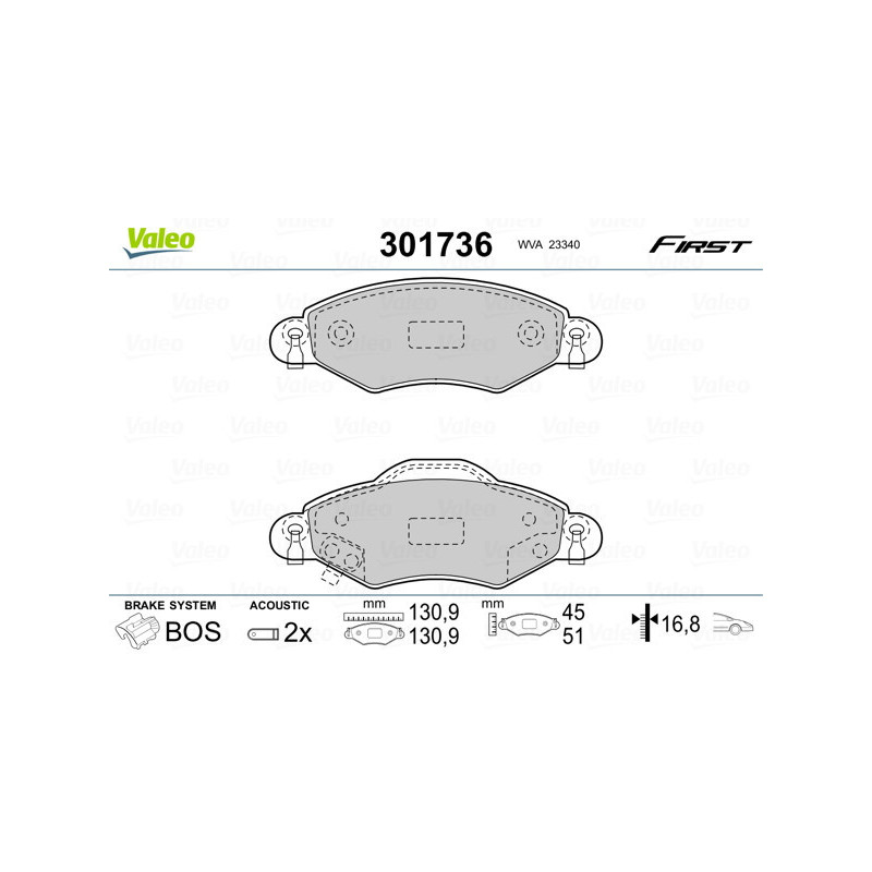 VALEO 301736 Bremsbeläge Vorne für