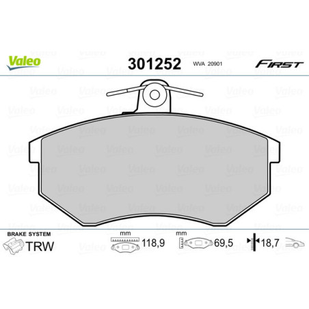 VALEO 301252 Klocki hamulcowe Przód dla