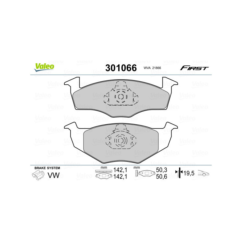 VALEO 301066 Klocki hamulcowe Przód dla