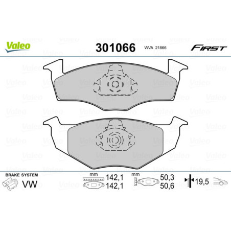 VALEO 301066 Klocki hamulcowe Przód dla