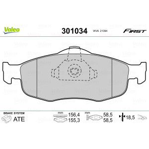 VALEO 301034 Pastillas de freno Delantero para