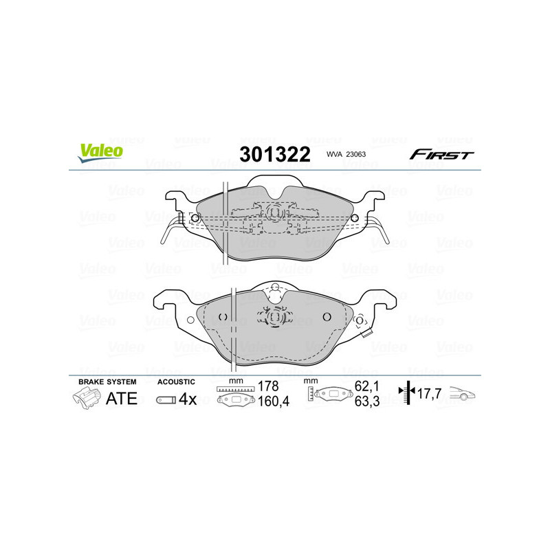 VALEO 301322 Plaquettes de frein Avant pour