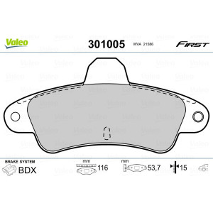 VALEO 301005 Pastiglie freno Posteriore per