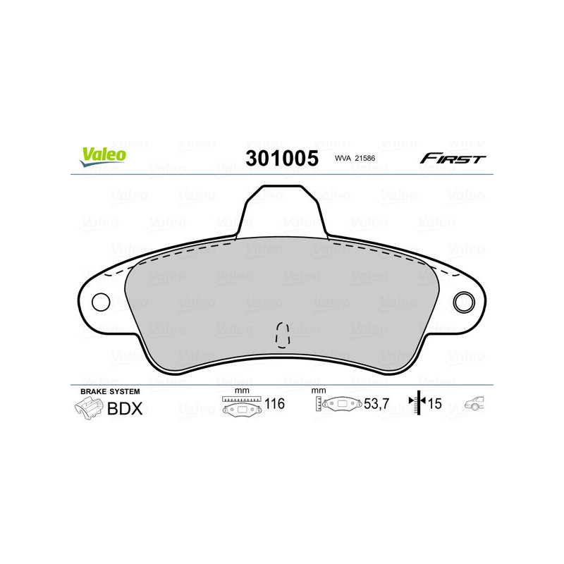 VALEO 301005 Klocki hamulcowe Tył dla