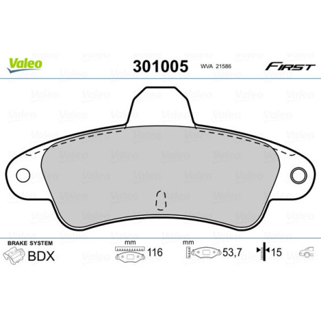 VALEO 301005 Pastiglie freno Posteriore per