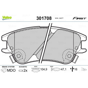 VALEO 301708 Plaquettes de frein Avant pour