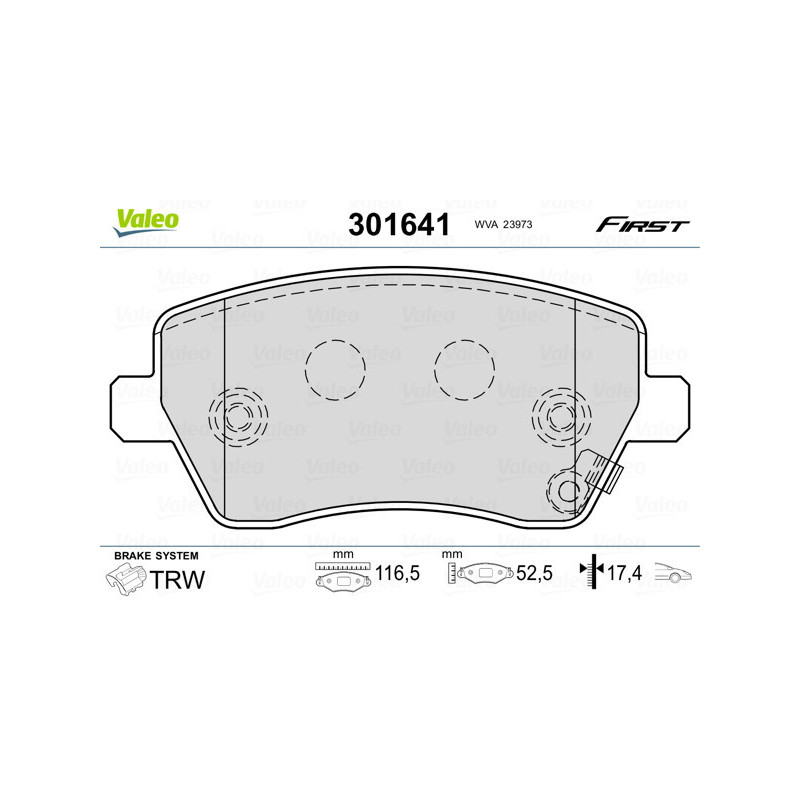 VALEO 301641 Plaquettes de frein Avant pour