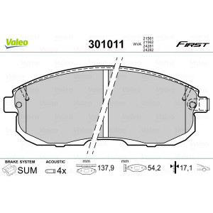 VALEO 301011 Klocki hamulcowe Przód dla